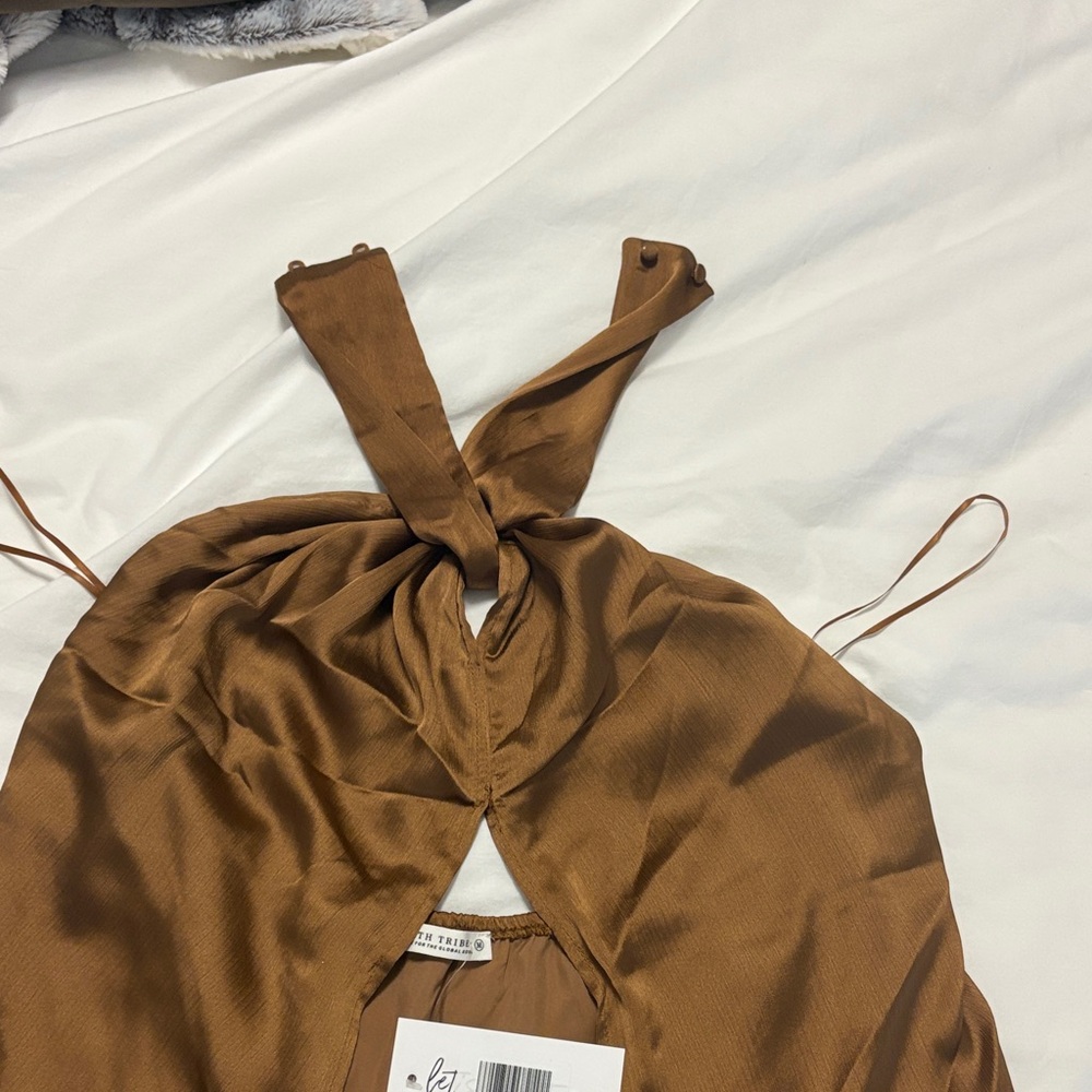 12th Tribe Brown Halter Top - Picture 4 of 5